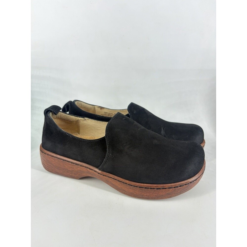 Alegria Orygin Slip On Shoes Womens Sz 7.5 38 Black Leather Slip Resistant Clogs